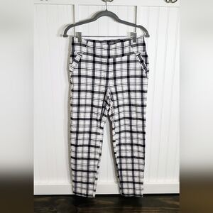 Ava & Grace Black & White Midrise Plaid Stretch Pull On Pants Medium Jun…